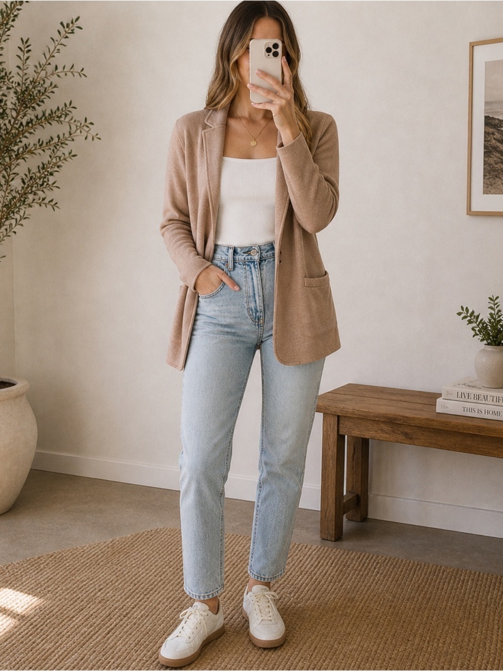J.Crew Re-Imagined Knit Blazer Cardigan | Camel | Size Small